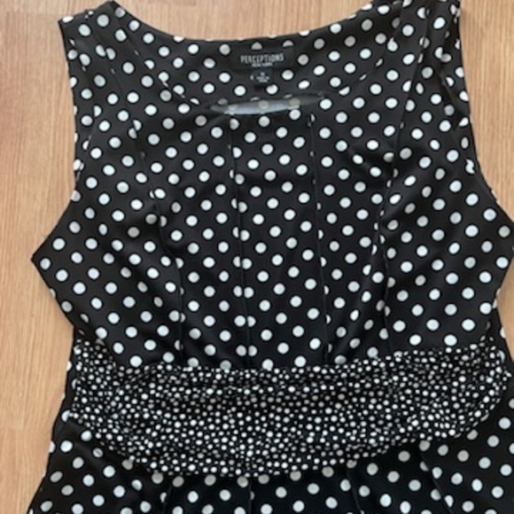 Perceptions Polka Dot Dress A Line Black White 16 - Picture 14 of 16